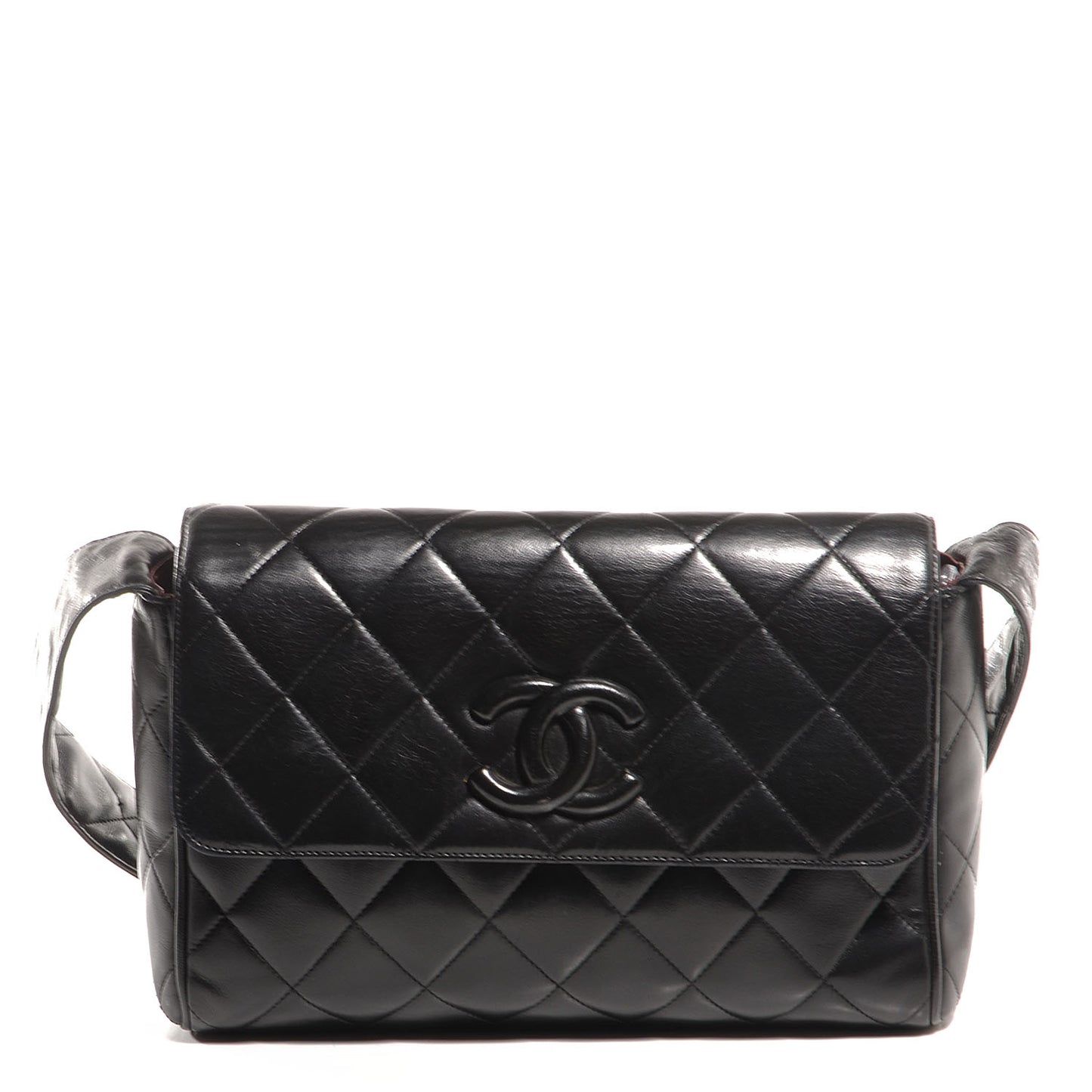 Lambskin Quilted CC Flap Shoulder Bag Black