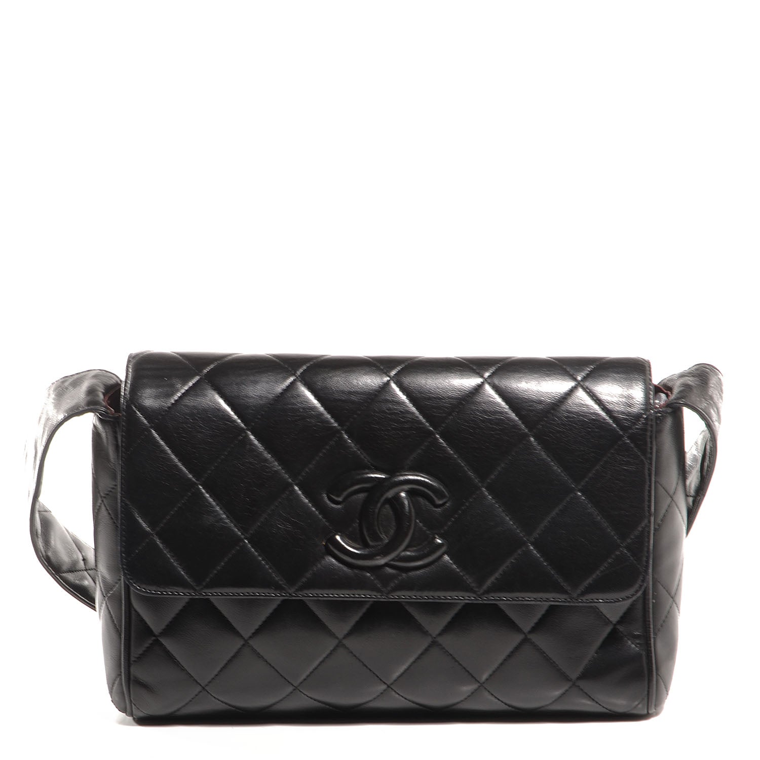 Chanel Lambskin Quilted CC Flap Shoulder Bag Black 1 of 8