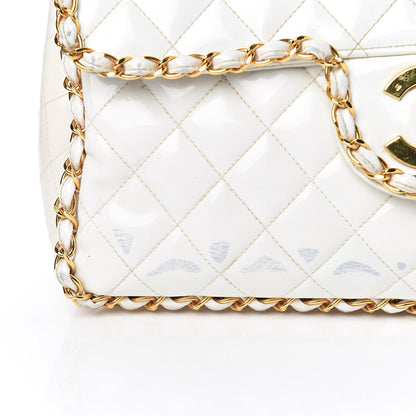 Chanel Patent Quilted Jumbo XL Chain Around Flap White 11 of 20