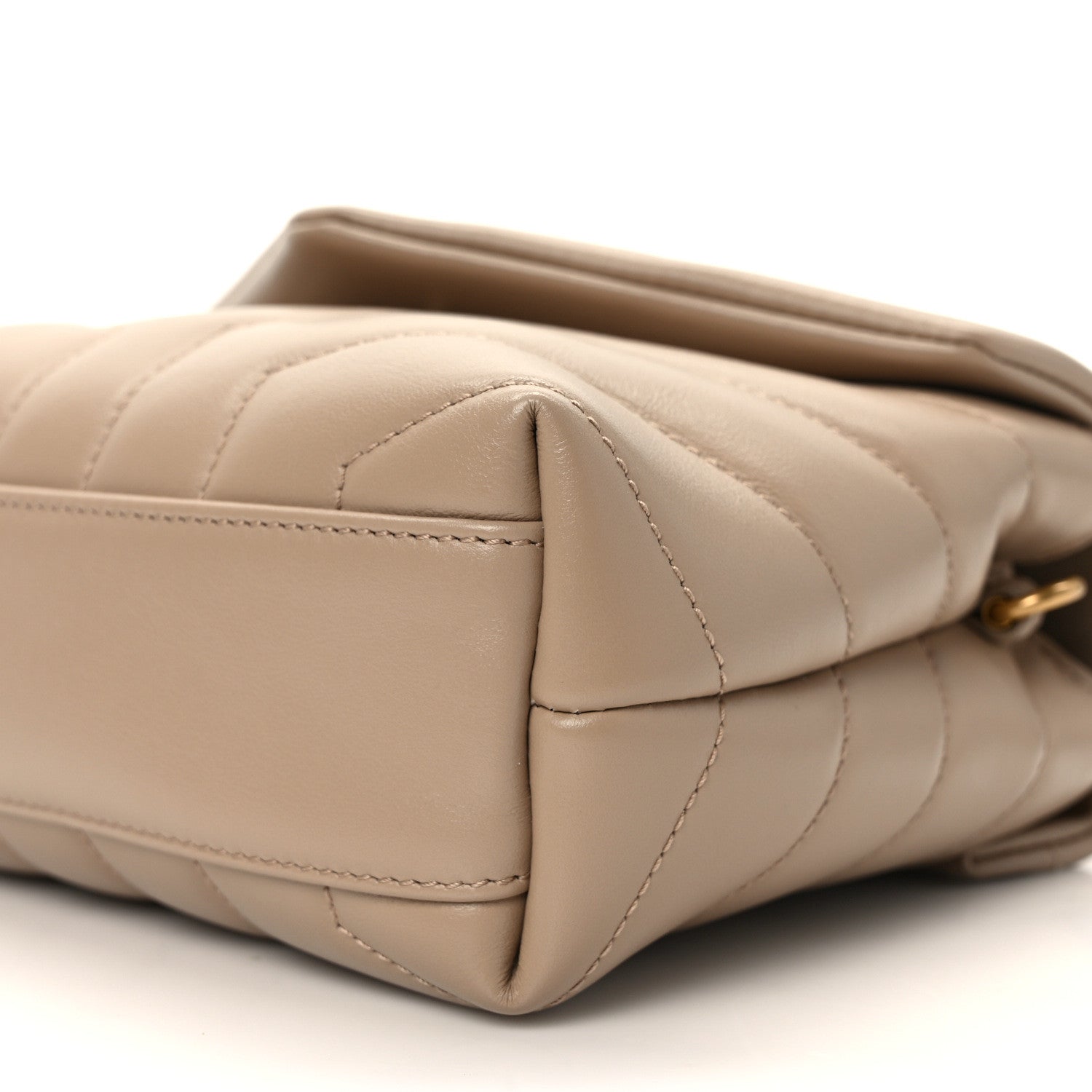 Saint Laurent Calfskin Y Quilted Monogram Toy Loulou Crossbody Bag Dark Beige 10 of 14