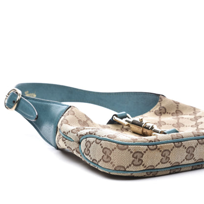 Gucci Monogram Web Small Piston Jackie O Hobo Turquoise 5 of 10