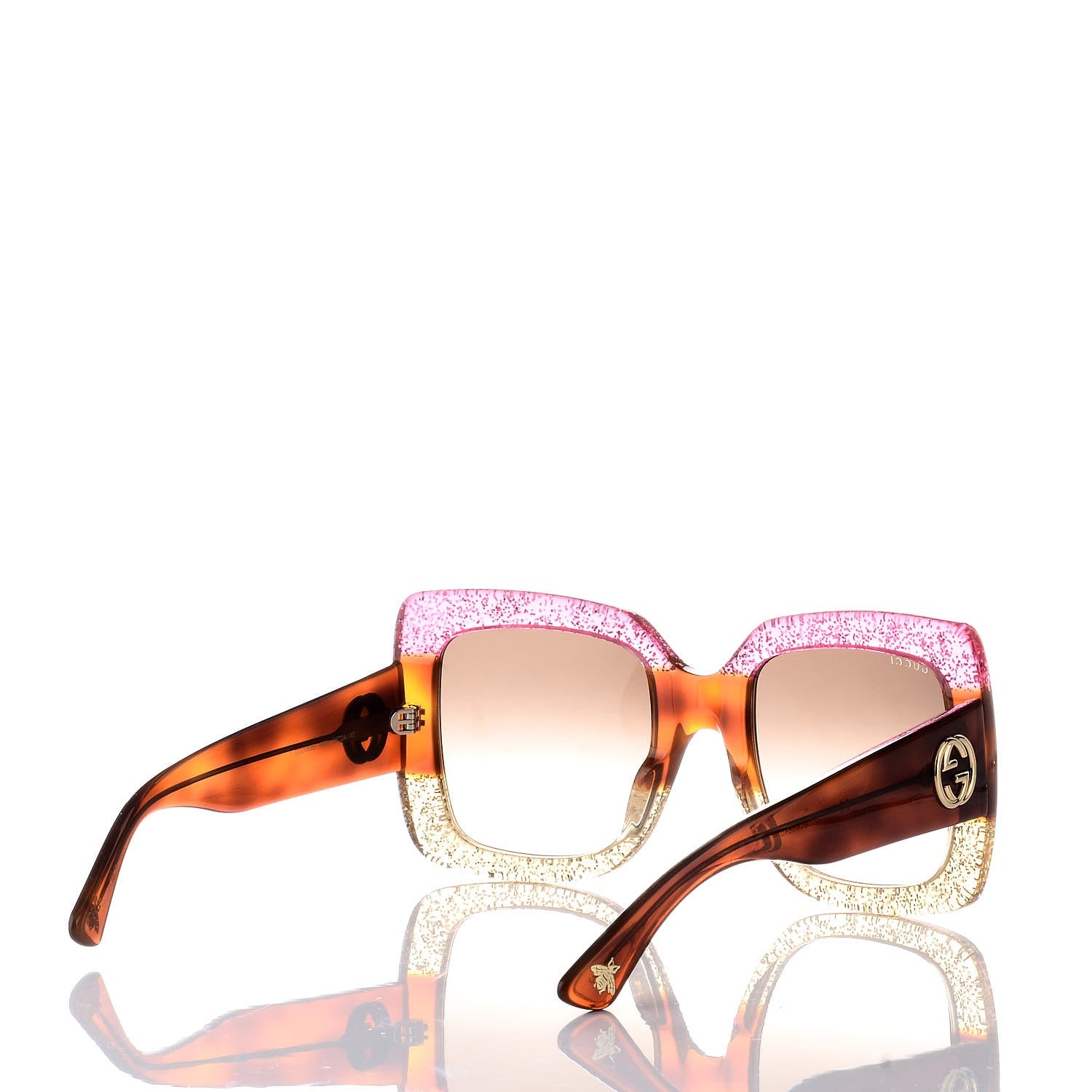 Gucci Square Frame GG0083S Sunglasses Glitter Pink Multi 4 of 7