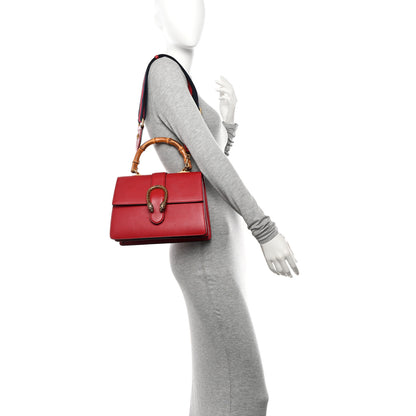 Gucci Moon Calfskin Crystal Web Medium Dionysus Bamboo Top Handle Bag Hibiscus Red 3 of 11