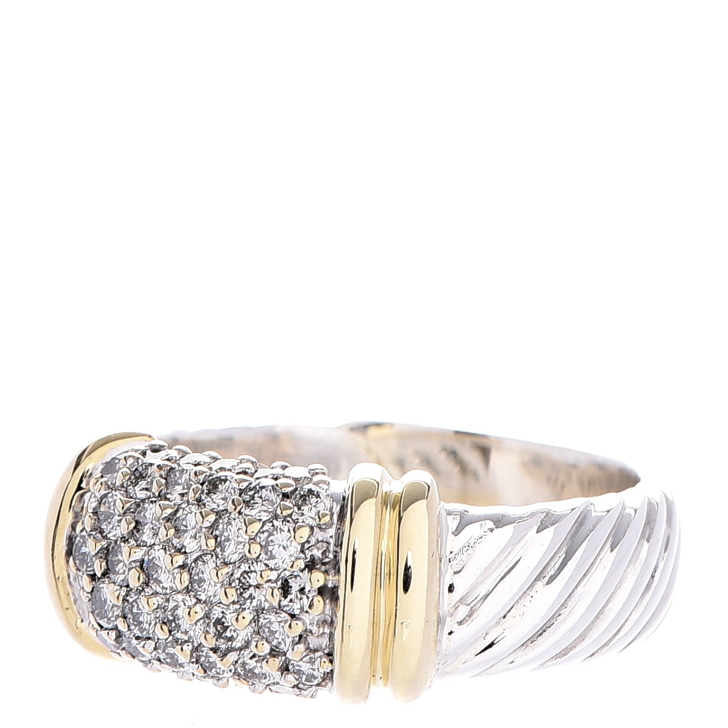 David Yurman Sterling Silver 18K Yellow Gold Diamond 8mm Metro Cable Ring 51.5 6 3 of 6