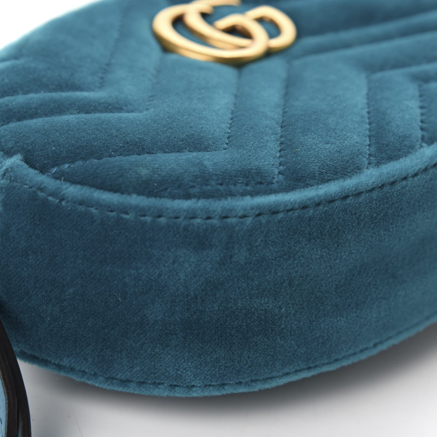 Gucci Velvet Matelasse GG Marmont Belt Bag 65 26 Pavone Cyan 6 of 12