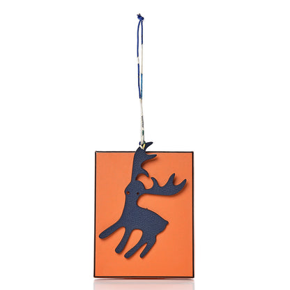 Hermes Togo Epsom Petit H Reindeer Bag Charm Anemone Bleu Saphir 4 of 4
