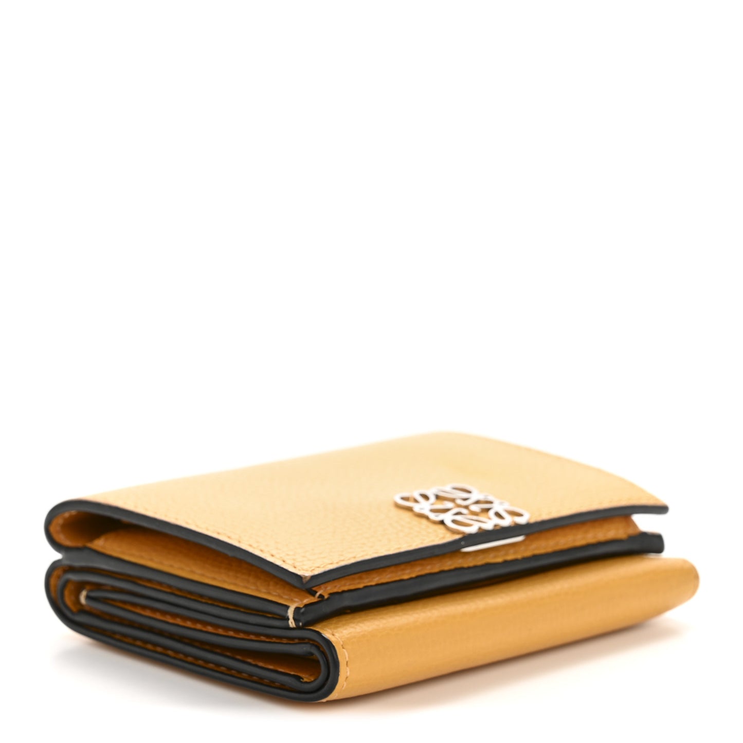 Grained Calfskin Anagram Trifold Wallet Sunflower