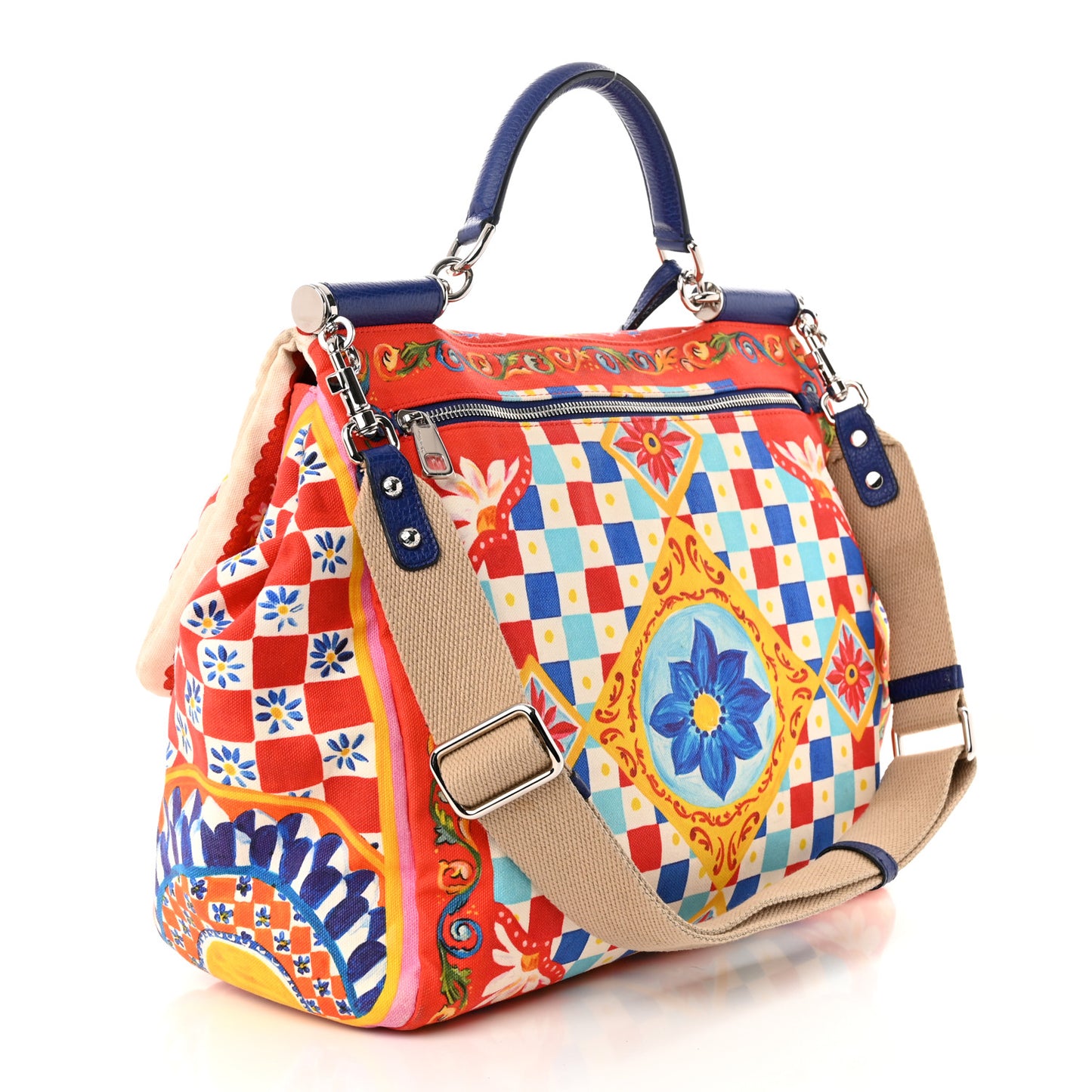 Canvas Printed Extra Large Miss Sicily Satchel Multicolor
