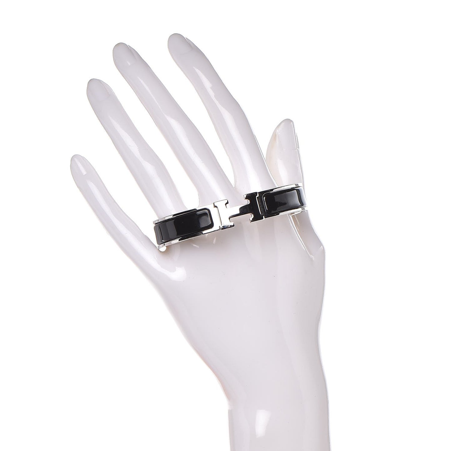 Enamel Narrow Clic Clac H Bracelet GM Black