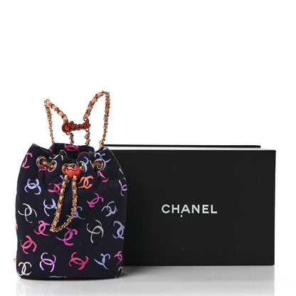 Chanel Printed Fabric Quilted Camellia Backpack Black Multicolor 2 of 10
