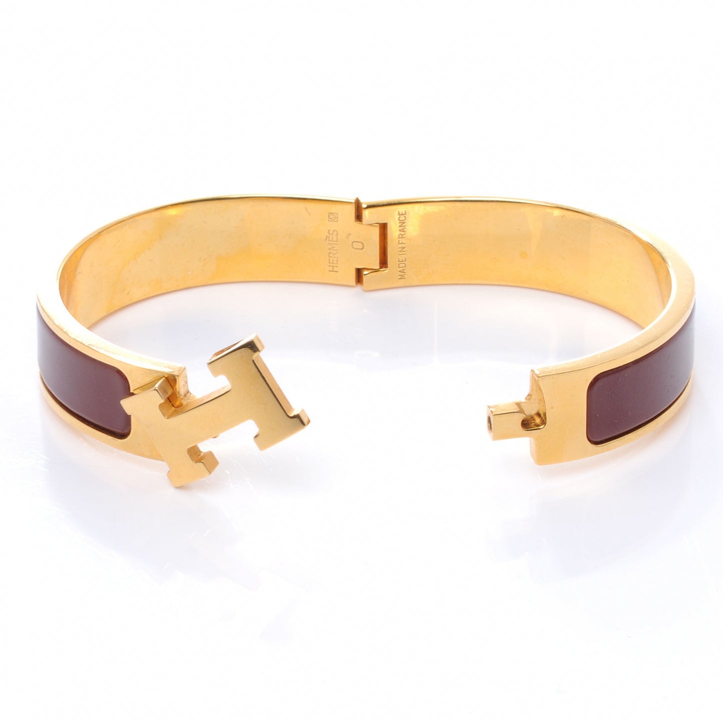 Narrow Enamel Clic Clac H Bracelet PM Bourgogne