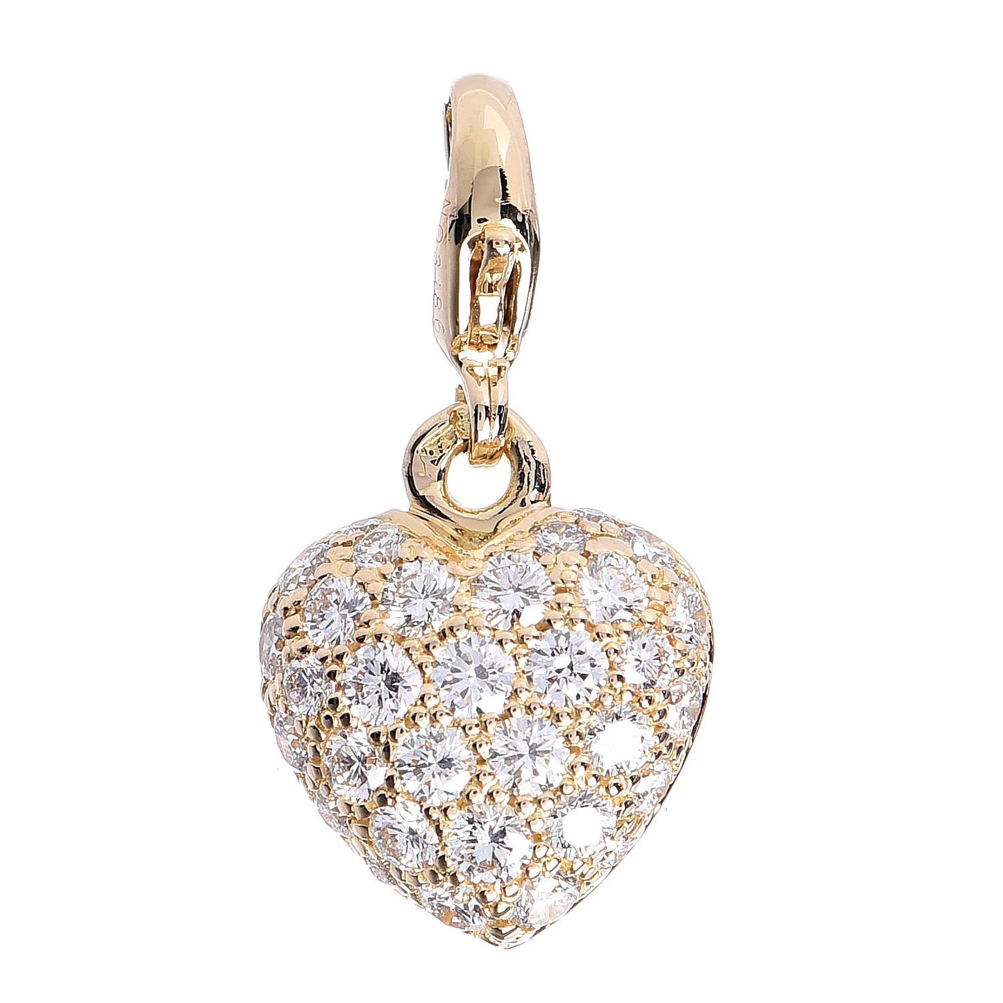 18K Yellow Gold Diamond Heart Pendant Charm Pendant