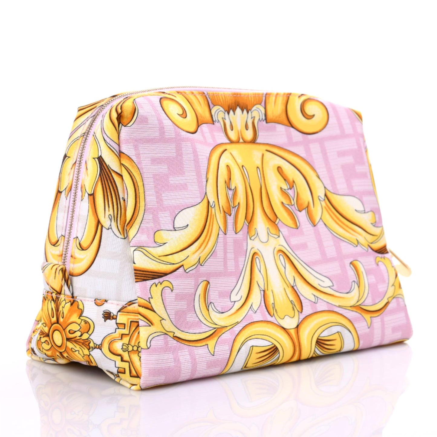 X VERSACE Nylon Fendace FF Baroque Medium Trapezoid Beauty Pouch Pink