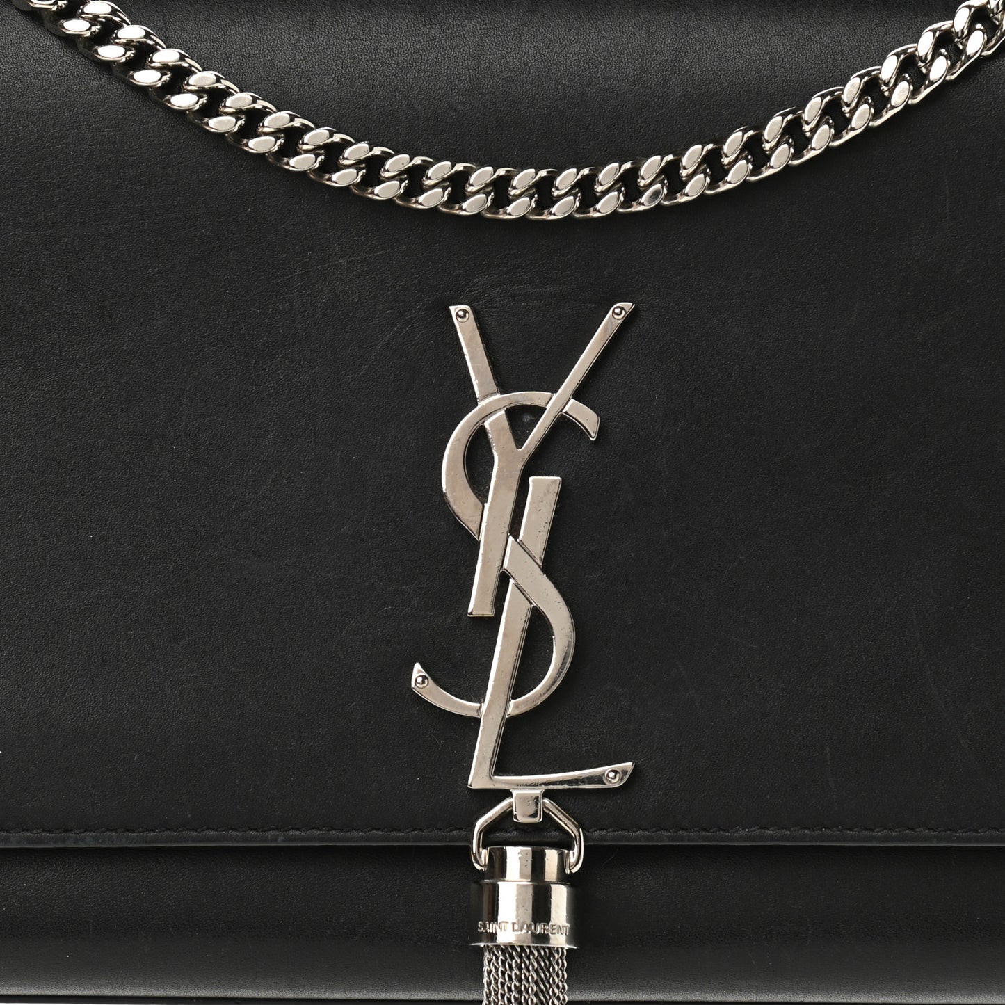Smooth Calfskin Medium Classic Monogram Kate Tassel Satchel Black