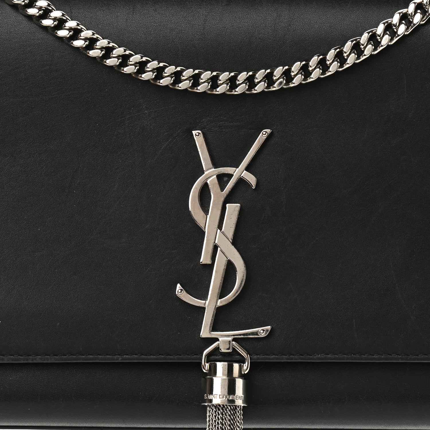 Saint Laurent Smooth Calfskin Medium Classic Monogram Kate Tassel Satchel Black 8 of 12
