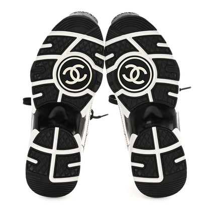 Chanel Cotton Womens CC Sneakers 38 White Black 6 of 10