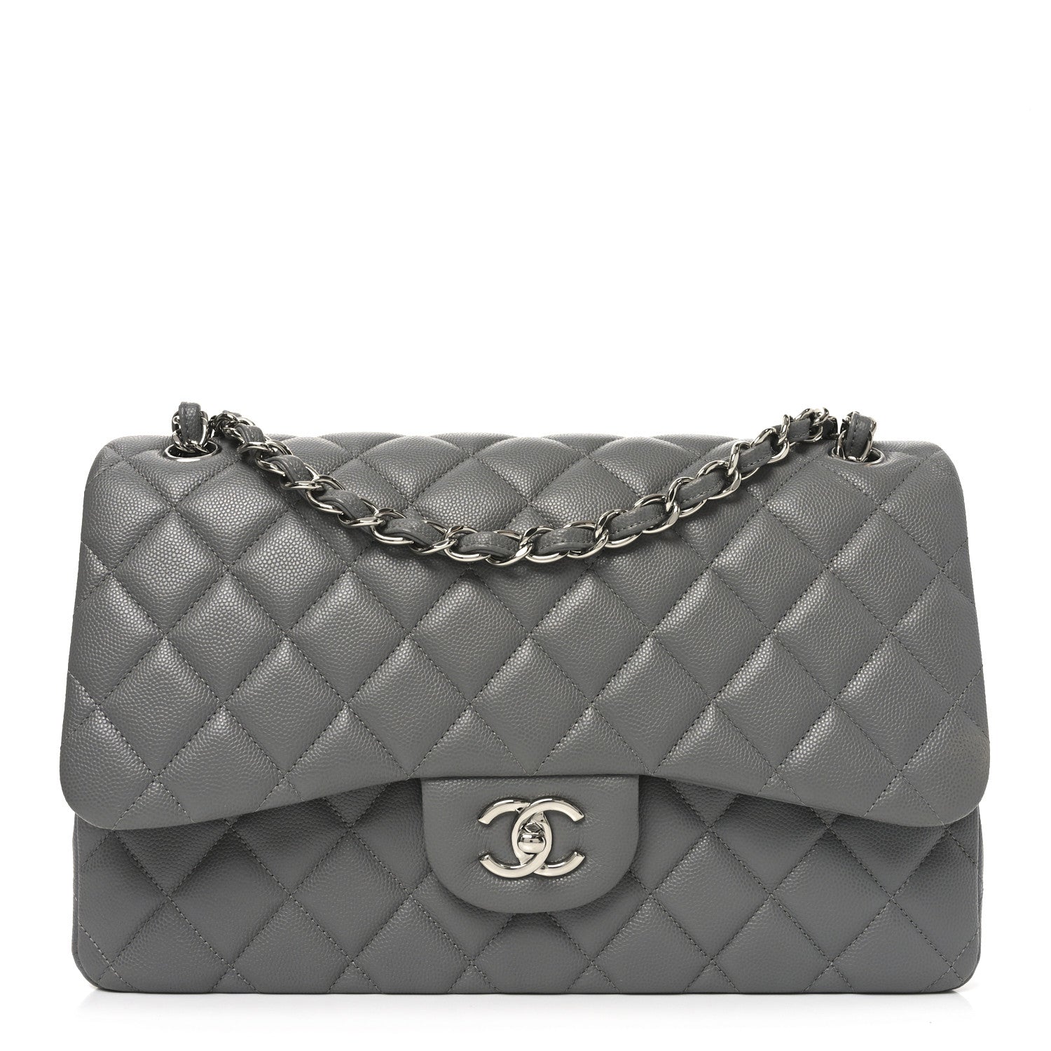 Chanel Caviar Quilted Jumbo Double Flap Dark Grey 1 of 11
