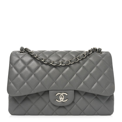 Chanel Caviar Quilted Jumbo Double Flap Dark Grey 1 of 11