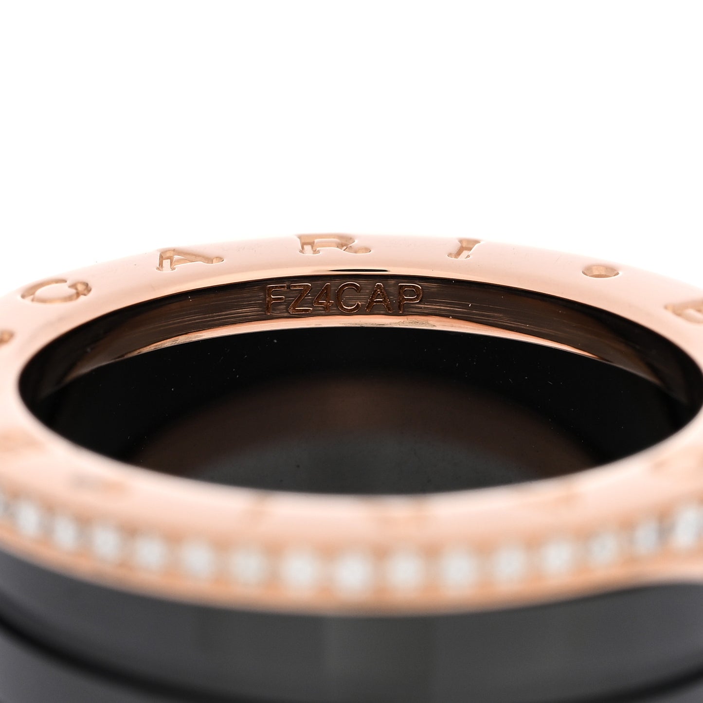 18K Rose Gold Black Ceramic Diamond B.Zero1 Four-Band Ring 55 7.25