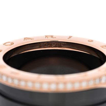 Bulgari 18K Rose Gold Black Ceramic Diamond B.Zero1 Four-Band Ring 55 7.25 4 of 6