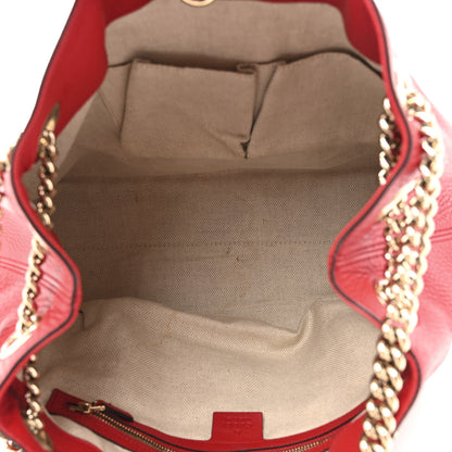 Gucci Pebbled Calfskin Medium Soho Chain Shoulder Bag Tabasco Red 5 of 12