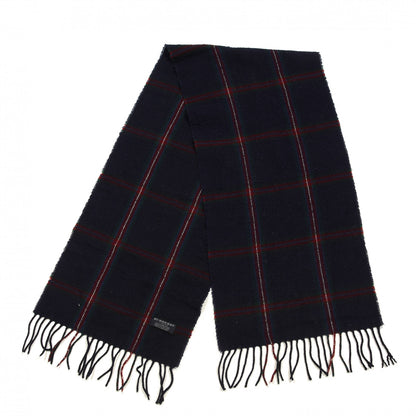 Burberry Lambswool Check Fringe Scarf Navy 2 of 3