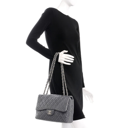 Chanel Lambskin Quilted Jumbo Single Flap Grey 3 of 8