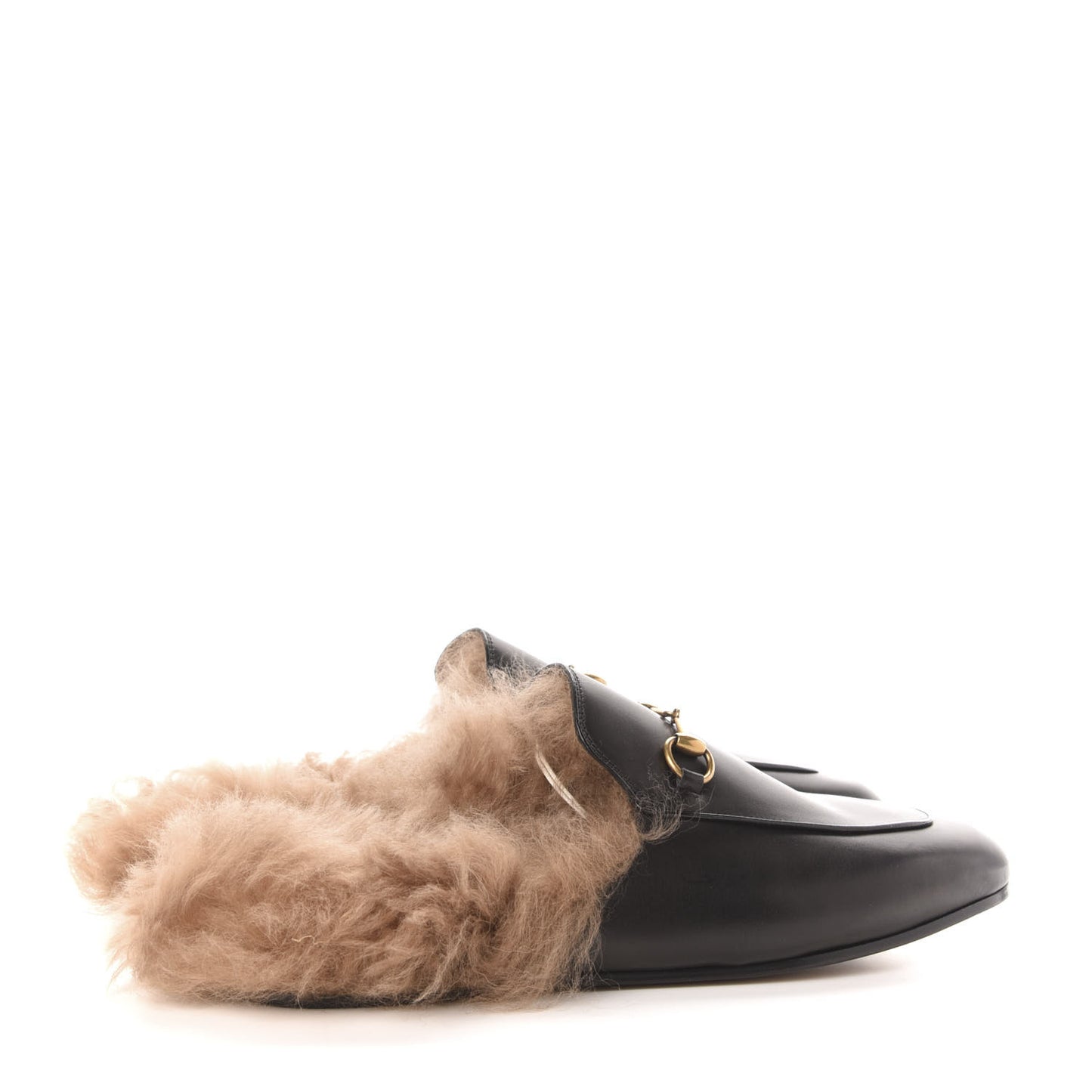 Calfskin Fur Womens Princetown Slippers 41 Black