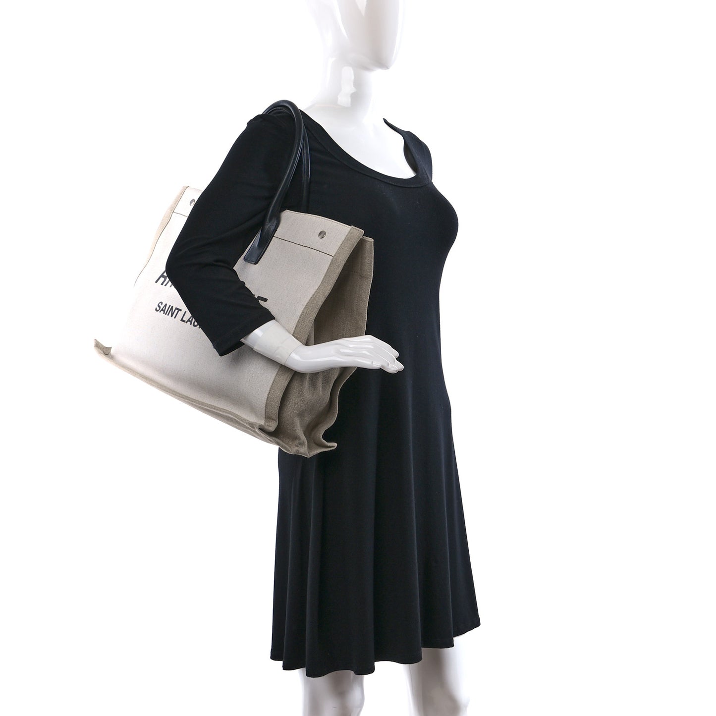 Linen Calfskin Rive Gauche Tote Optic White