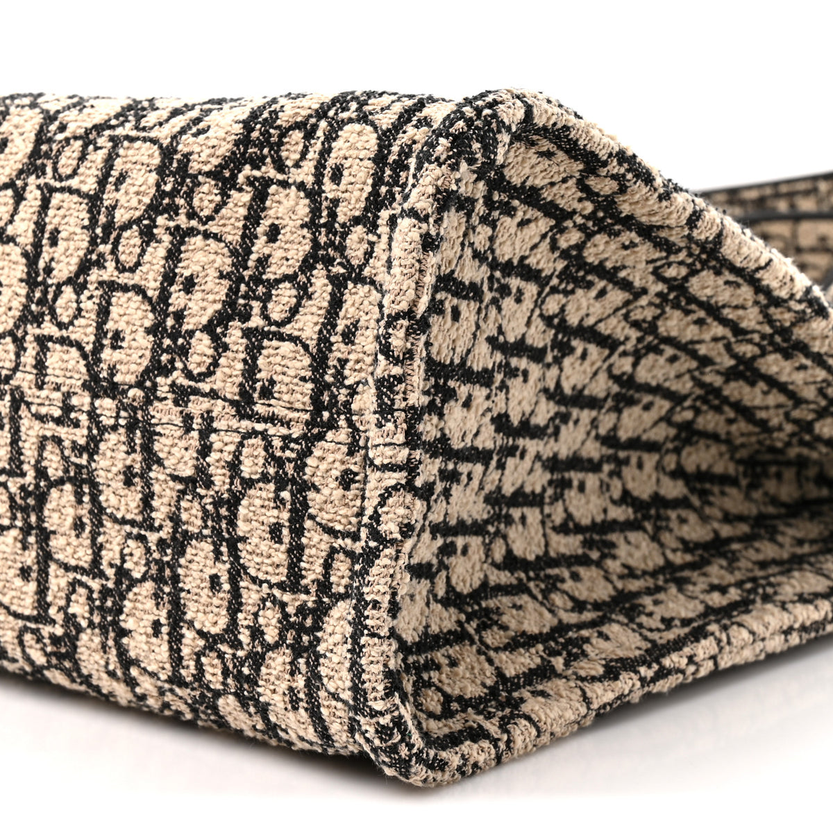 Christian Dior Cotton Oblique Large Spongy Book Tote  Beige Black 9 of 9