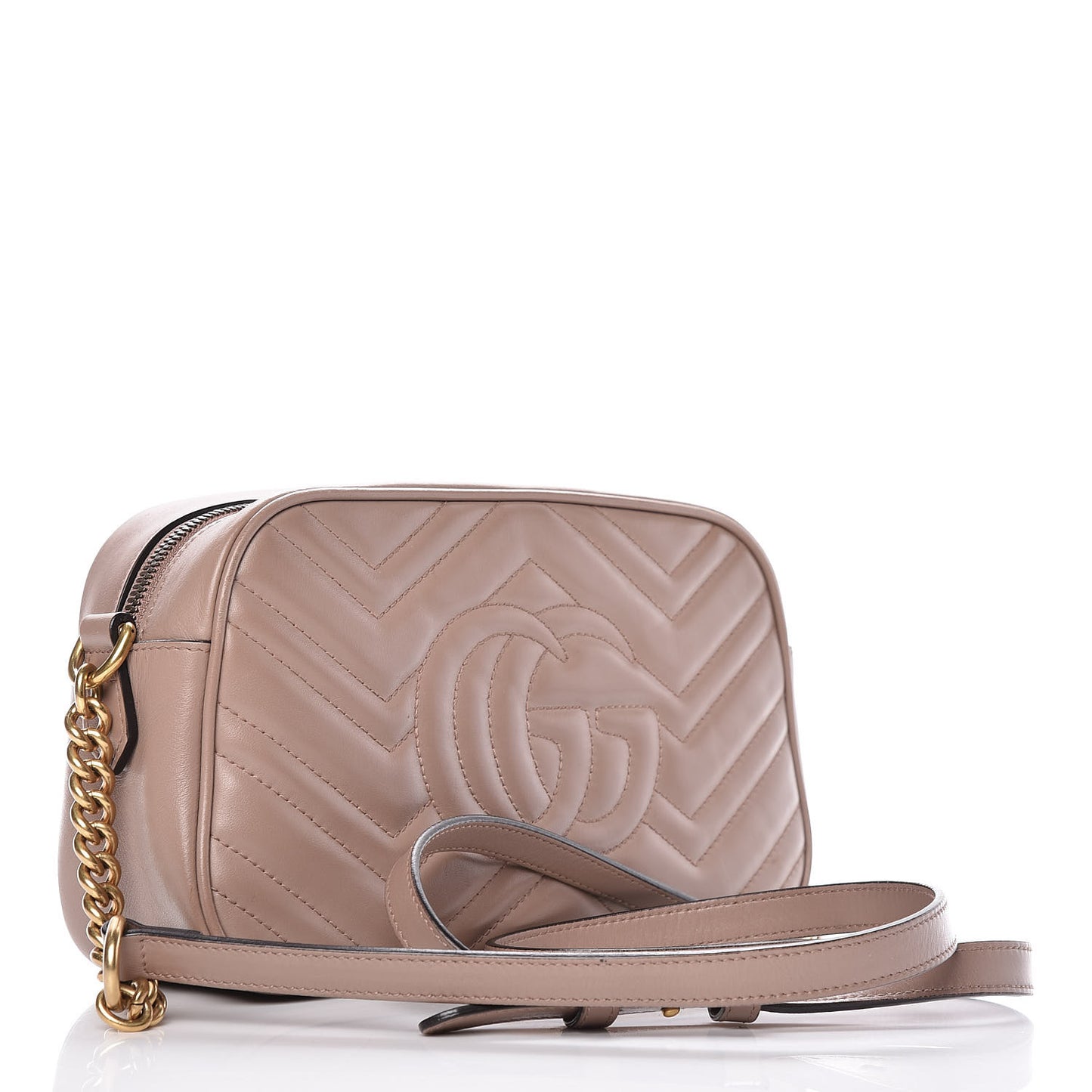 Calfskin Matelasse Small GG Marmont Chain Shoulder Bag Taupe
