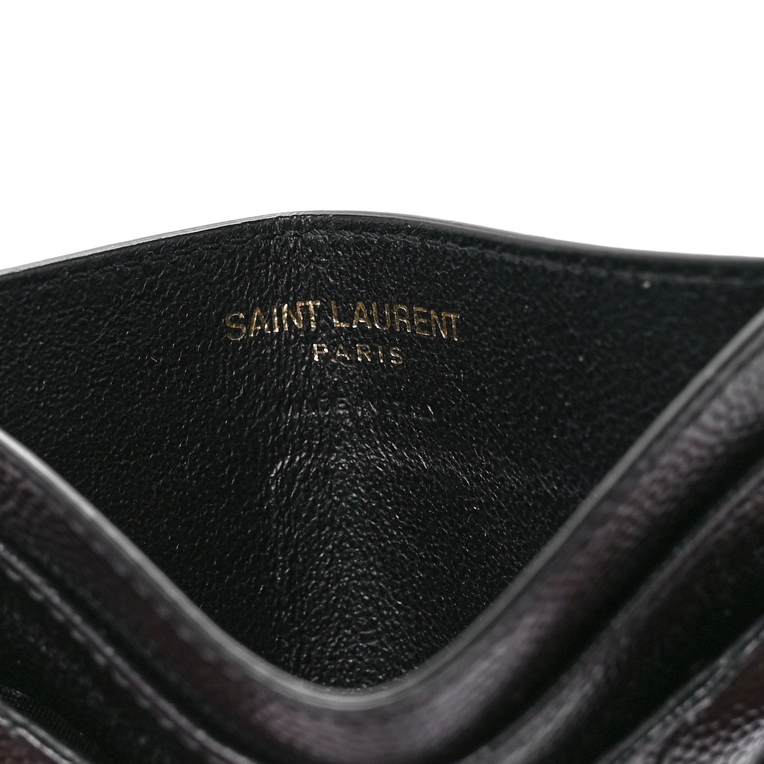 Saint Laurent Grain De Poudre Matelasse Chevron Monogram Credit Card Case Black 6 of 12