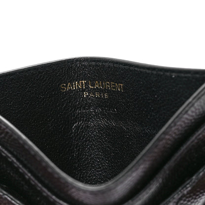 Saint Laurent Grain De Poudre Matelasse Chevron Monogram Credit Card Case Black 6 of 12