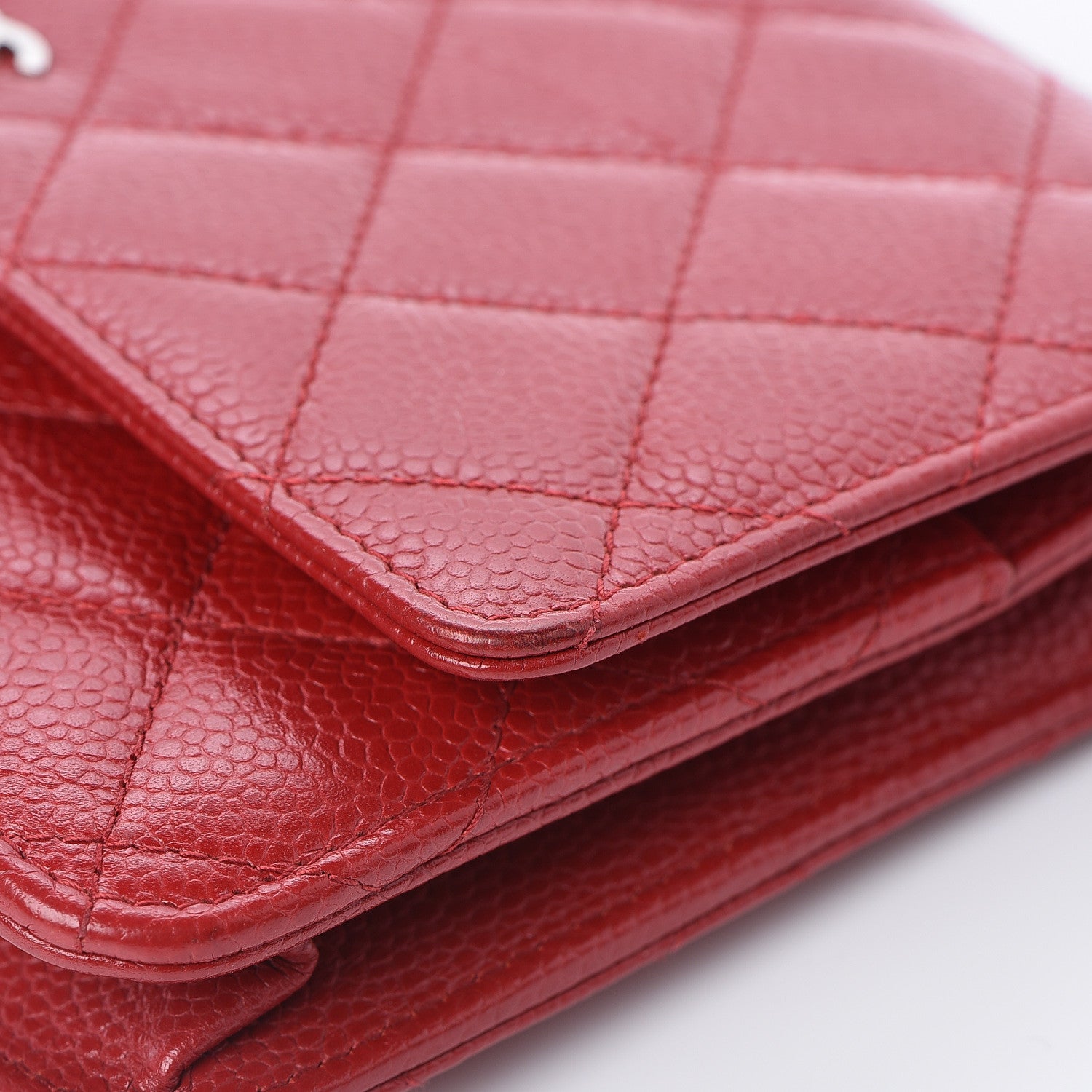 Chanel Caviar Quilted Wallet on Chain WOC Red 11 of 13