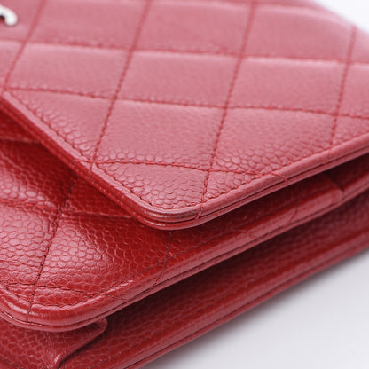 Chanel Caviar Quilted Wallet on Chain WOC Red 11 of 13