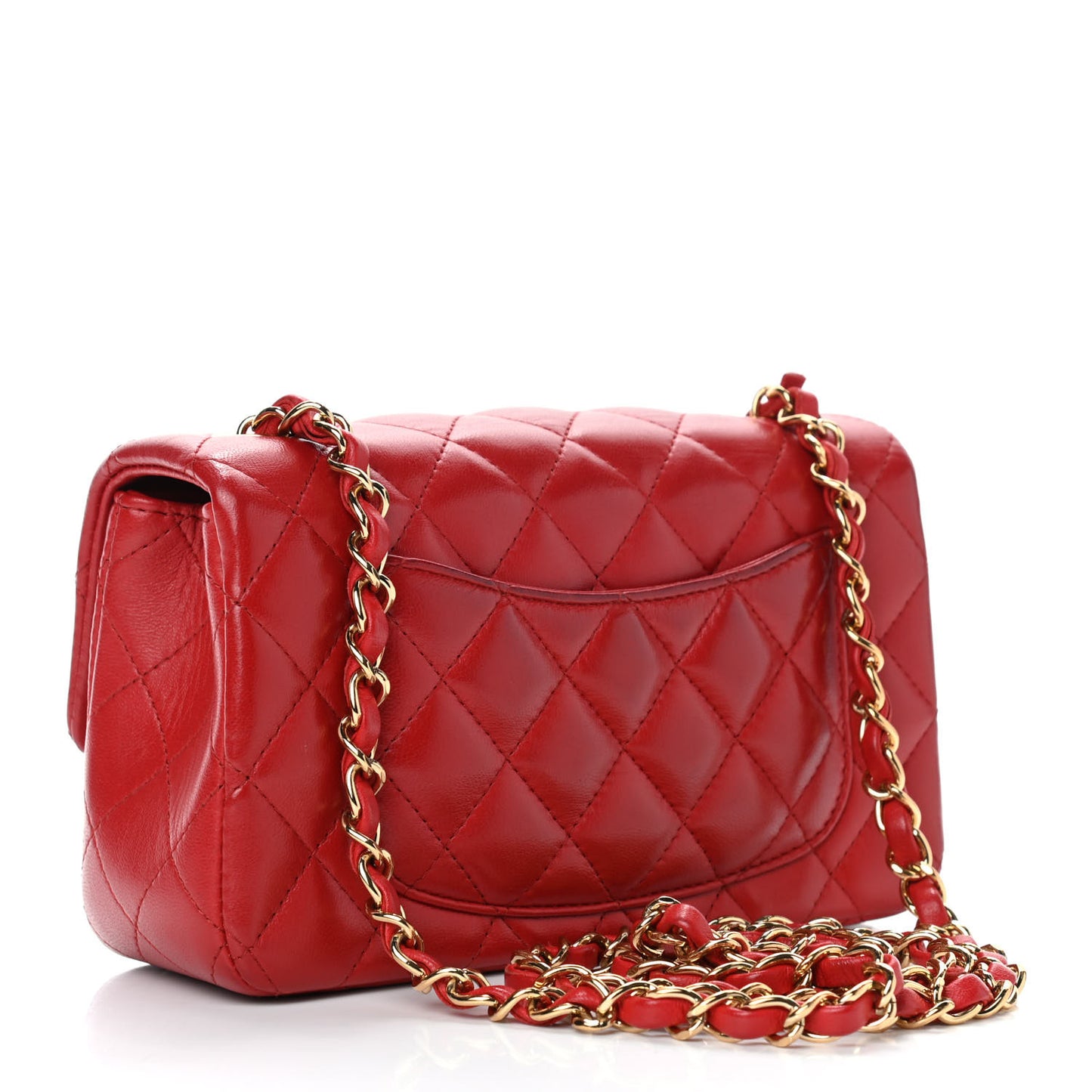Lambskin Quilted Mini Rectangular Flap Red