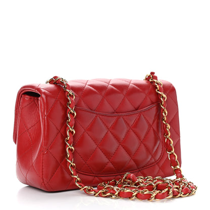 Chanel Lambskin Quilted Mini Rectangular Flap Red 3 of 12