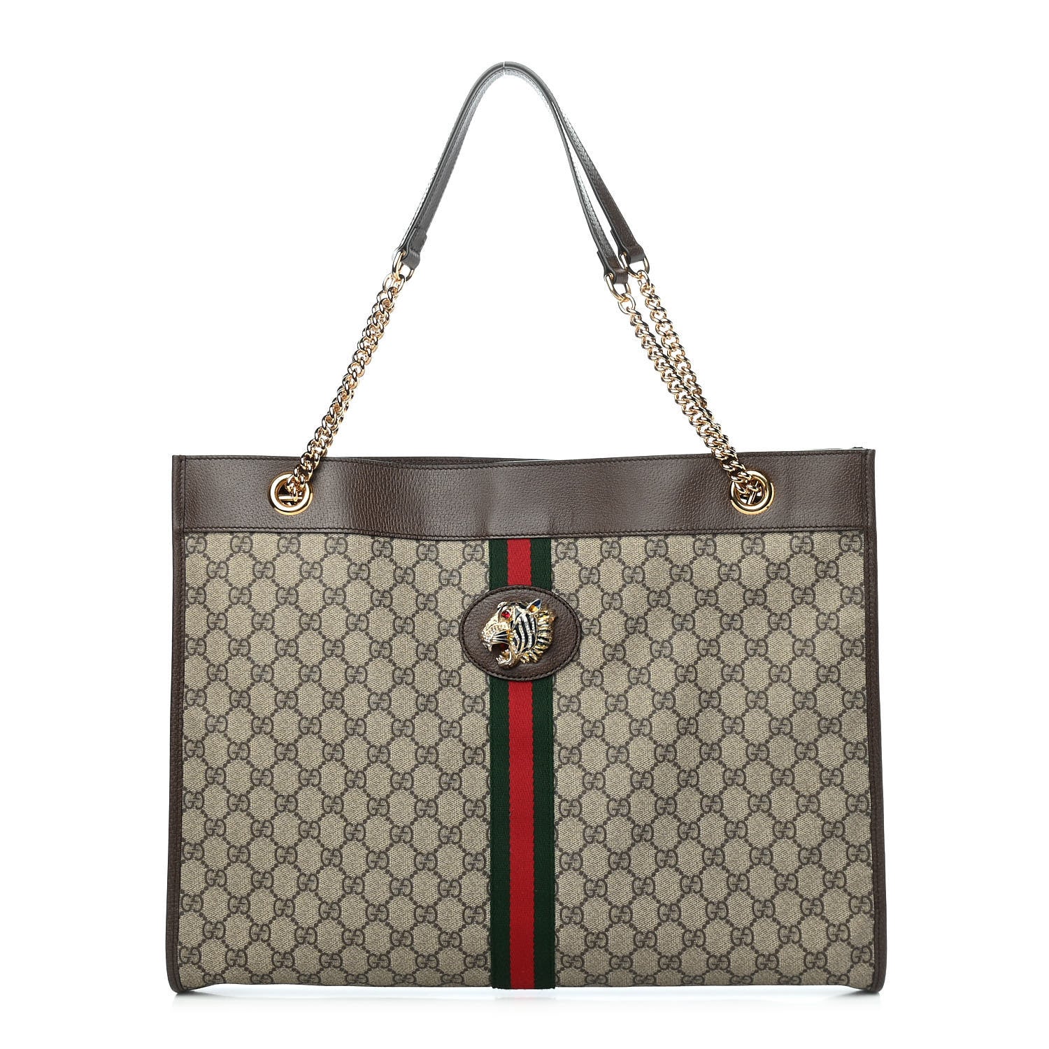 Gucci GG Supreme Monogram Large Rajah Chain Tote Beige New Acero 1 of 9