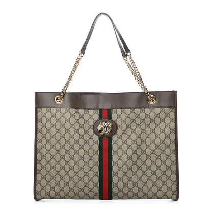 Gucci GG Supreme Monogram Large Rajah Chain Tote Beige New Acero 1 of 9