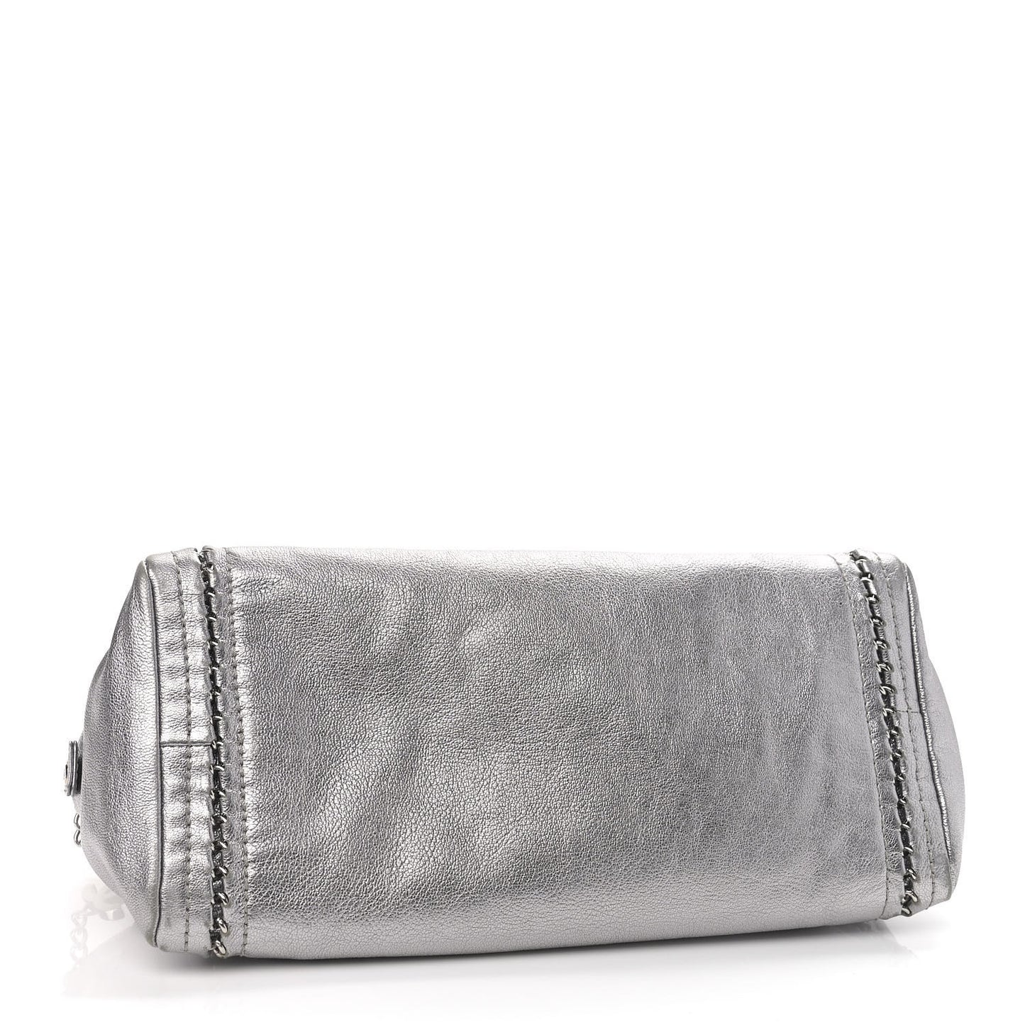 Metallic Goatskin Medium Luxe Ligne Bowler Silver