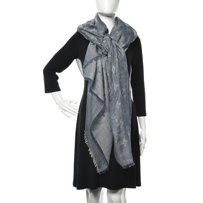 Louis Vuitton Wool Cotton Silk Daily Monogram Stole Denim 2 of 4