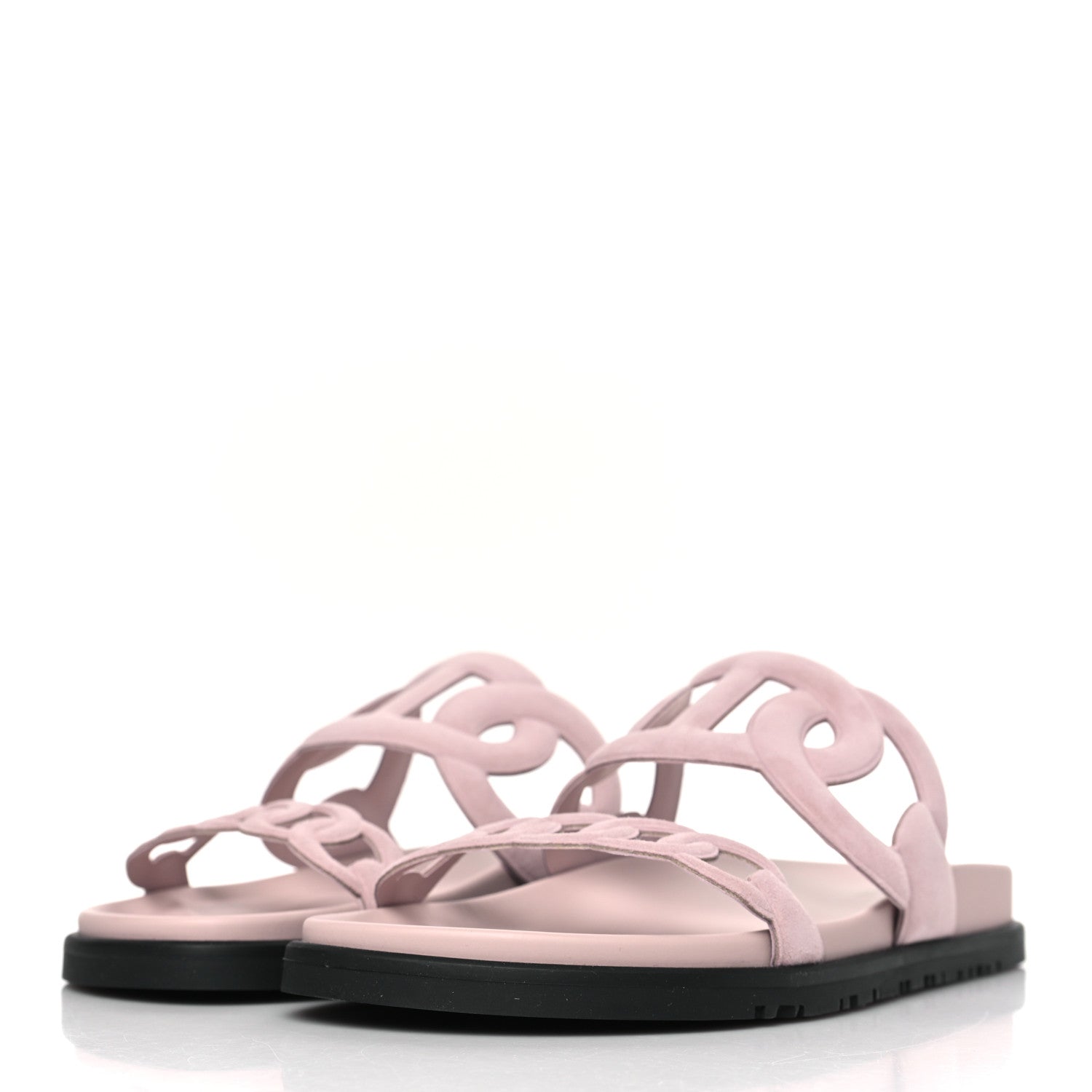 Hermes Suede Goatskin Extra Sandals 38.5 Rose Porcelain 3 of 9