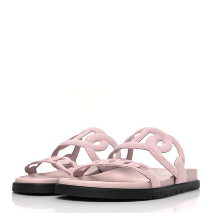 Hermes Suede Goatskin Extra Sandals 38.5 Rose Porcelain 3 of 9