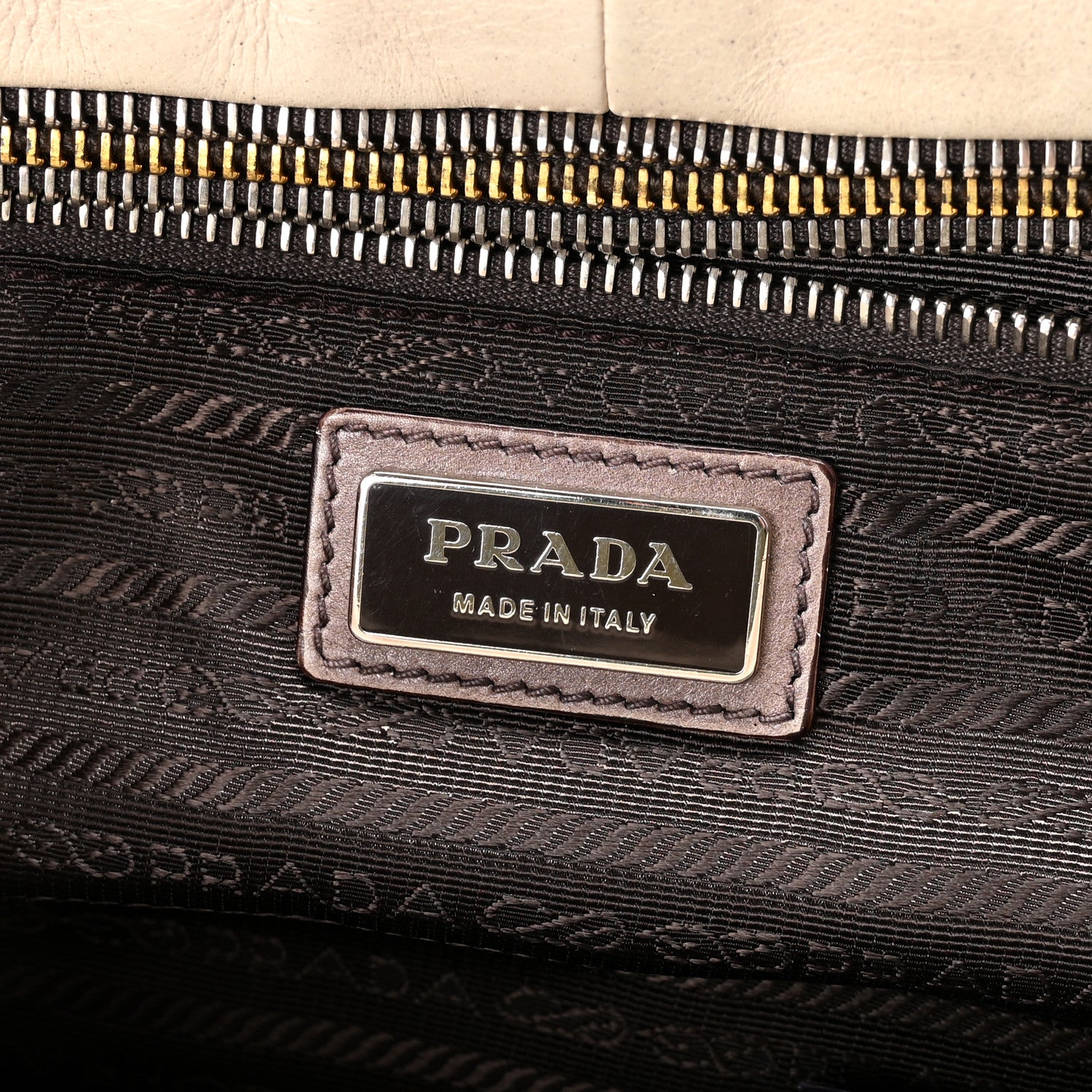 PRADA ガーメント Prada Glace Calfskin Zippers Satchel Ardesia Fumo 1789491