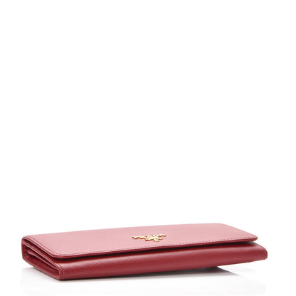 Prada Saffiano Metal Continental Flap Wallet Fuoco 4 of 11