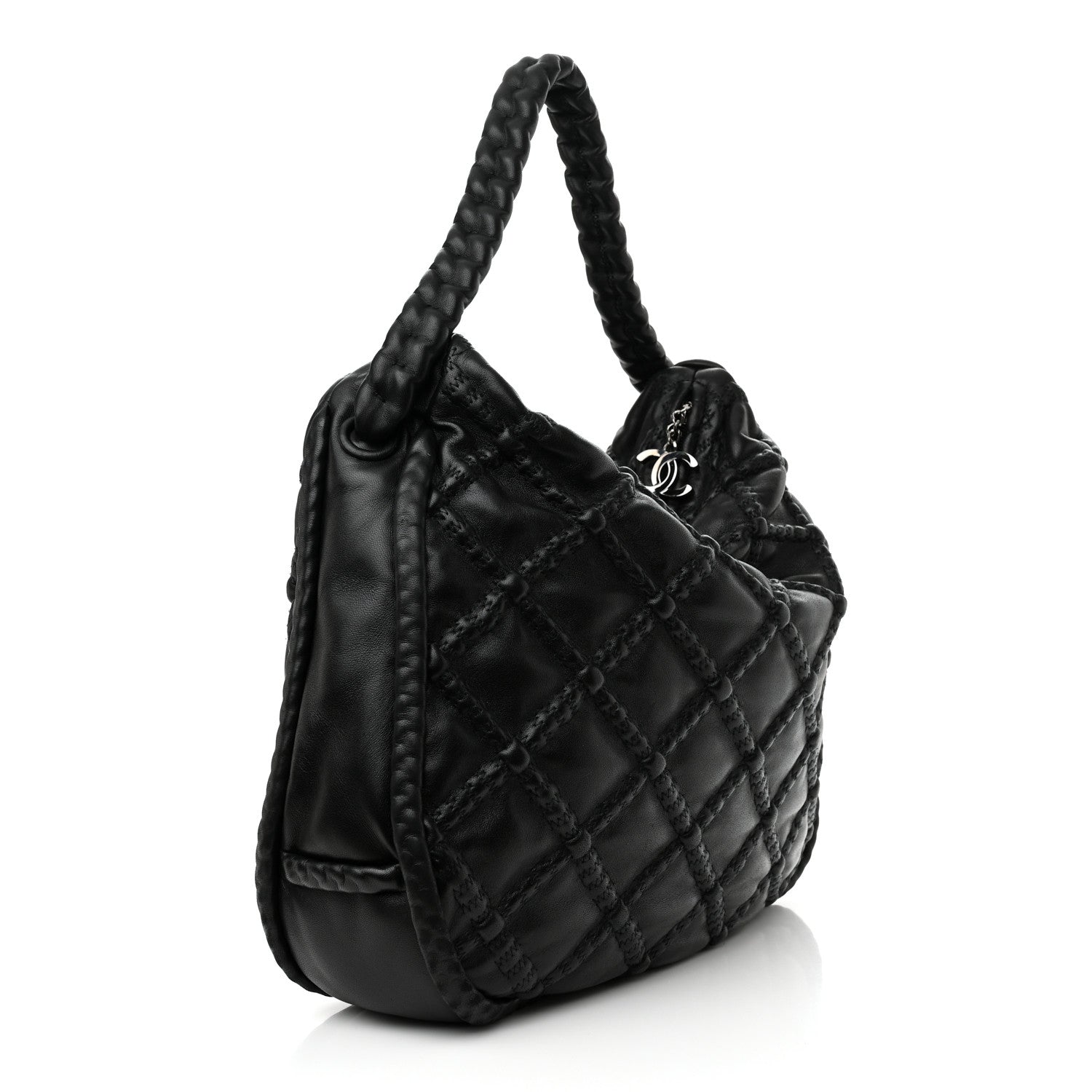 Chanel Quilted Lambskin Hidden Chain Hobo Black 3 of 10