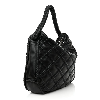 Chanel Quilted Lambskin Hidden Chain Hobo Black 3 of 10
