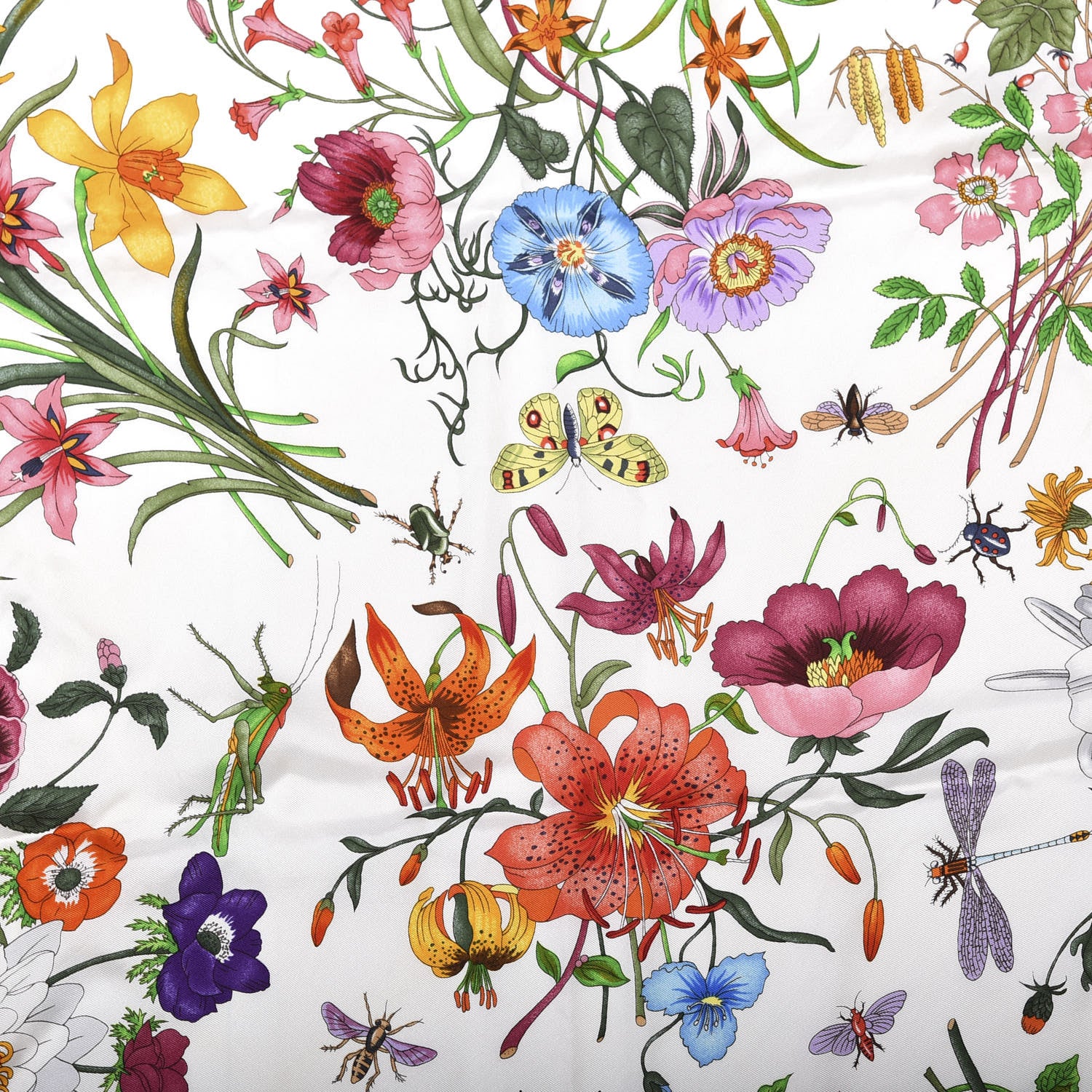 Gucci Silk Twill Flora Square Scarf White 2 of 4
