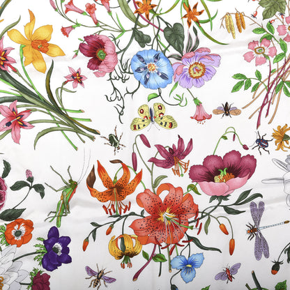 Gucci Silk Twill Flora Square Scarf White 2 of 4