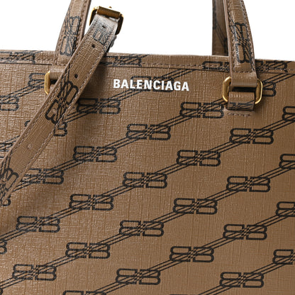 Balenciaga Coated Canvas BB Monogram Small Signature East West Shopper Bag Beige Brown 8 of 10